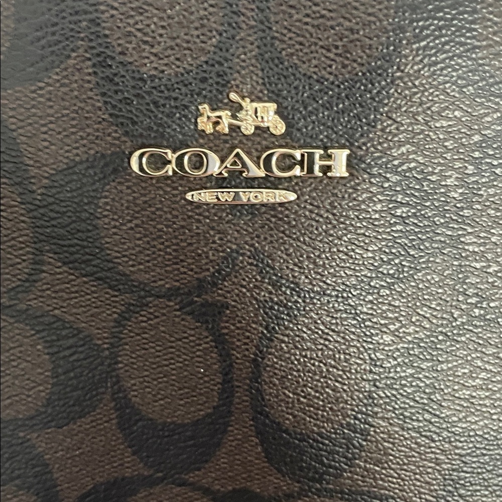 Coach City Tote Bag in Signature Coated Canvas with magenta leather accents - Picture 7 of 16